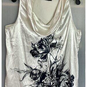 The Limited Black White Satin Top Sz L‎ Career Party Cowl Sleeveless Y2K Blouse